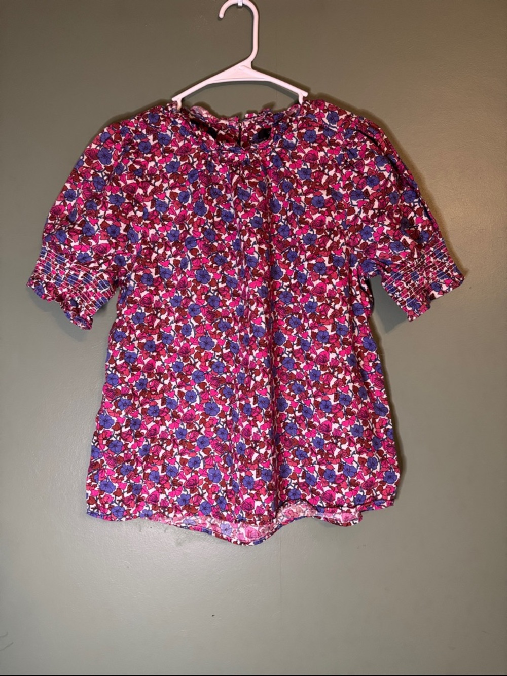 J. Crew 100% Linen Vibrant Floral Puff Sleeve Cottagecore Blouse Small - Picture 3 of 9